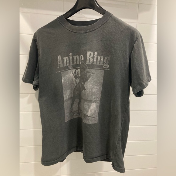 Anine Bing Tops - Anine Big Distressed T-Shirt with Cowgirl Graphic